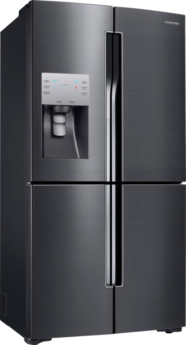 Samsung - 22.5 cu. ft. 4-Door Flex French Door Counter Depth Refrigerator with Convertible Zone - Black Stainless Steel