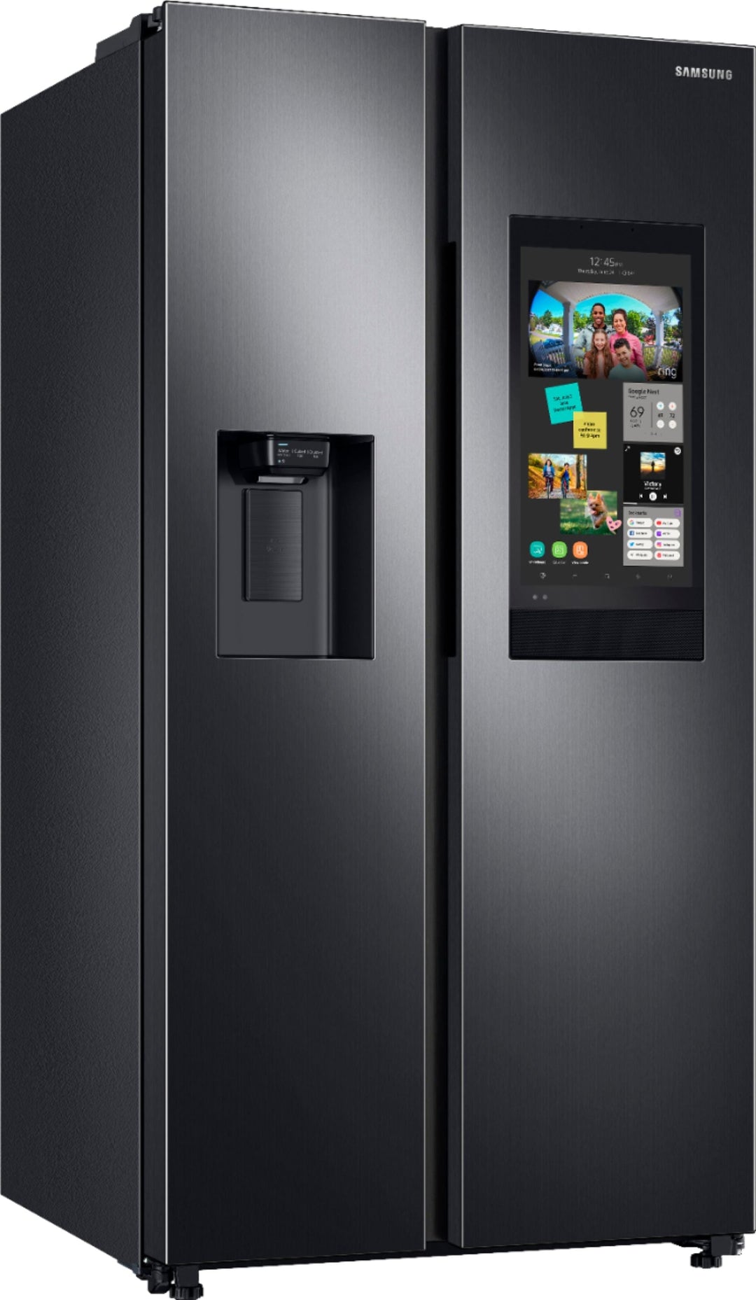 Samsung - 26.7 cu. ft. Side-by-Side Smart Refrigerator with 21.5" Touch-Screen Family Hub - Black Stainless Steel