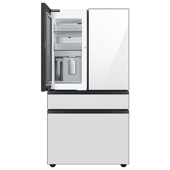 Samsung - BESPOKE 23 cu. ft. French Door Counter Depth Smart Refrigerator with Beverage Center - White Glass