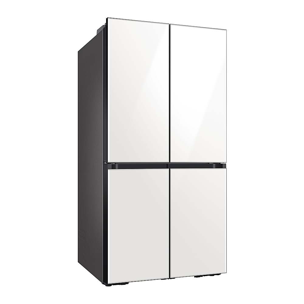 Samsung - BESPOKE 23 cu. ft. 4-Door Flex Counter Depth Smart Refrigerator with Customizable Panel - White Glass