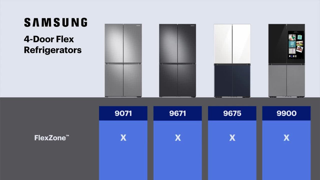 Samsung - 23 cu. ft. 4-Door Flex French Door Counter Depth Smart Refrigerator with Beverage Center - Stainless Steel